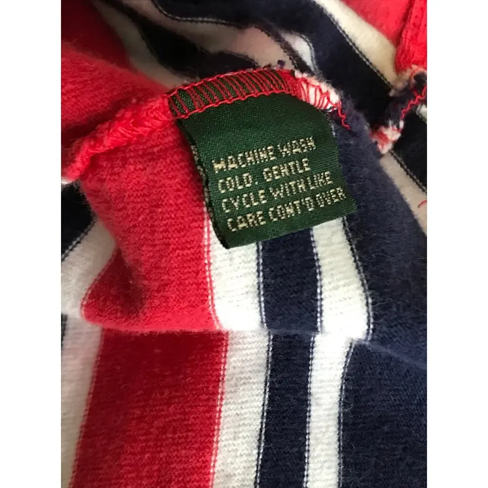 J. Crew Vintage Red White Blue Striped Short Sleeve Polo Shirt Mens XL